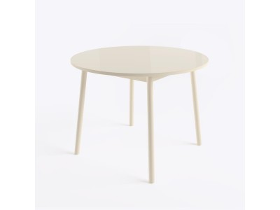 РАУНД стол круглый раздвижной со стеклом D100(137х100) см, Кремовый/Кремовый