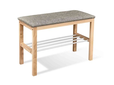 Банкетка SHT-В2 Sheffilton (прозрачный лак/кедровый/алюм. металл)