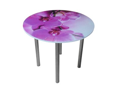 Стол обеденный Стекло круглый ФФ-56-ПВХ/ноги хром