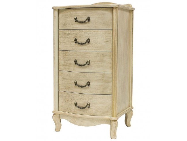 Комод "Джульетта" узкий 5 ящ. (дуб шампань/золотая патина) Вис