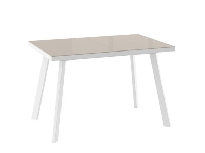 БОРГ-120(160)х80 стол раздвижной со стеклом, Латте/Белый