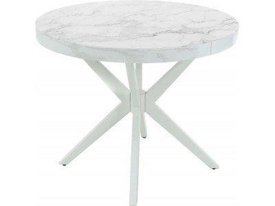 Стол раздвижной "Оскар D95" Glass фотопечать (Цвет стекла: Мрамор №71 /цвет дерева: Тон 9 (эмаль белая))