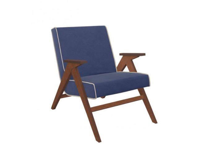 Кресло "Вест" (Орех, ткань Verona Denim Blue, кант Verona Light Grey )