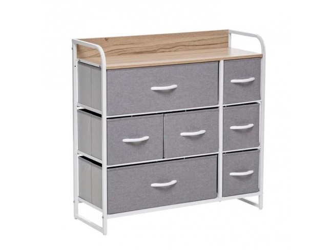 Комод "Ноа" 7 ящиков (каркас Белый / Светло-серый)