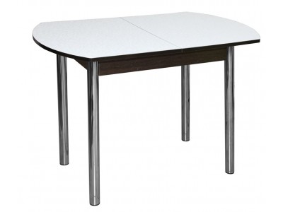 Стол обеденный ЕР-833 (столешница Белые цветы (лоза) 2553/ кромка+царги венге/ ноги Хром)