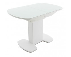 Стол "Корсика 110 " (110/141,5 х 70/стекло MATTE белое/пленка Белая мат./ЛДСП Белый)