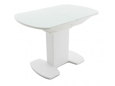 Стол "Корсика 110 " (110/141,5 х 70/стекло MATTE белое/пленка Белая мат./ЛДСП Белый)