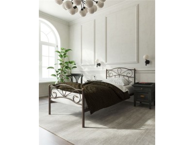 Кровать с изножьем "Глэдис" (90х200/ноги металл/цвет Коричневый бархат)