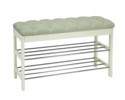 Банкетка "Грейс" (дуб шампань/ткань Verona Light Grey, каретная стяжка) Вис