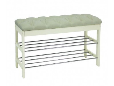 Банкетка "Грейс" (дуб шампань/ткань Verona Light Grey, каретная стяжка) Вис