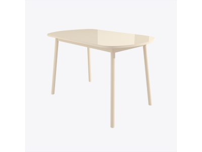 РАУНД стол раздвижной со стеклом 120(152)х70, Кремовый/Кремовый