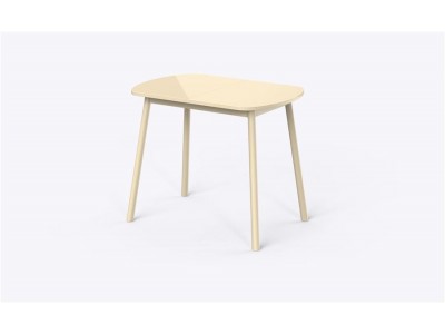 РАУНД стол раздвижной со стеклом 94(124)х64, Кремовый/Кремовый