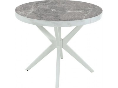 Стол раздвижной "Оскар D95" Glass фотопечать (Цвет стекла: Мрамор №5 /цвет дерева: Тон 9 (эмаль белая))