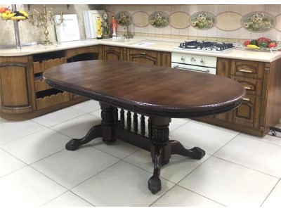 Стол "АЗИЯ-М" (Глянцевый лак/Темный орех / патина черная)