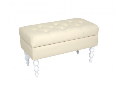 Банкетка Виктория (эмаль белая / кожзам 4 кремовый)