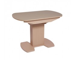 Стол "Корсика 110 " (110/141,5 х 70/стекло MATTE каппучино/пленка Дуб выбеленный/ЛДСП Дуб выбеленный)