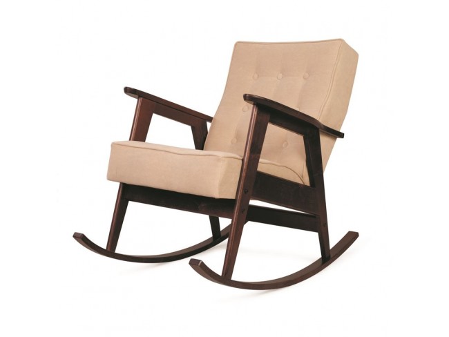 Кресло-качалка РЕТРО (темный тон / RS 03 - бежевый)