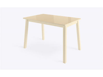 ТИРК стол раздвижной со стеклом 110(140)х70, Кремовый/Кремовый