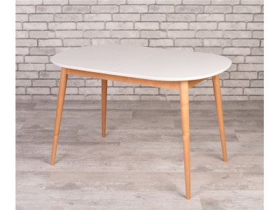 Стол овальный Алиса-1200 (белый/натуральный) раздвижной