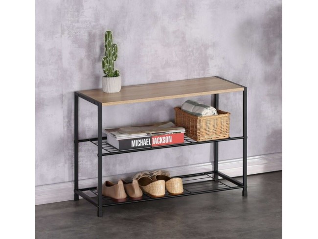 Полка для обуви SHT-SR-12 (черный муар/скандинавский дуб)