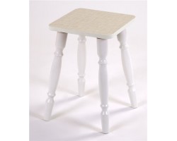 Табурет на деревянных ногах (Лен 1312/кромка белая/ноги белые)