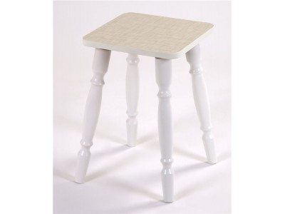 Табурет на деревянных ногах (Лен 1312/кромка белая/ноги белые)