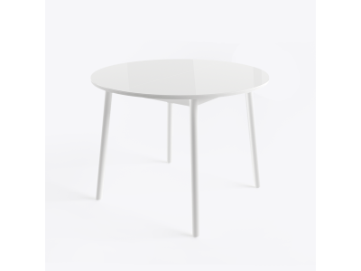 РАУНД стол круглый раздвижной со стеклом D100(137х100) см, Белый/Белый