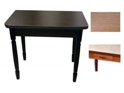 Стол обеденный ЛС-831 с ящиком (Береза светлая Эрмана/ ноги Черные точеные/кромка+царги венге) )