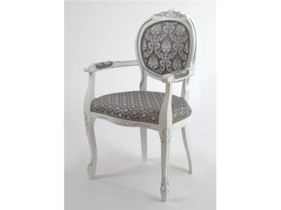Стул "Милорд №12" (Белый + патина серебро/ткань Yara 149/1; Yara diamond 149/1)