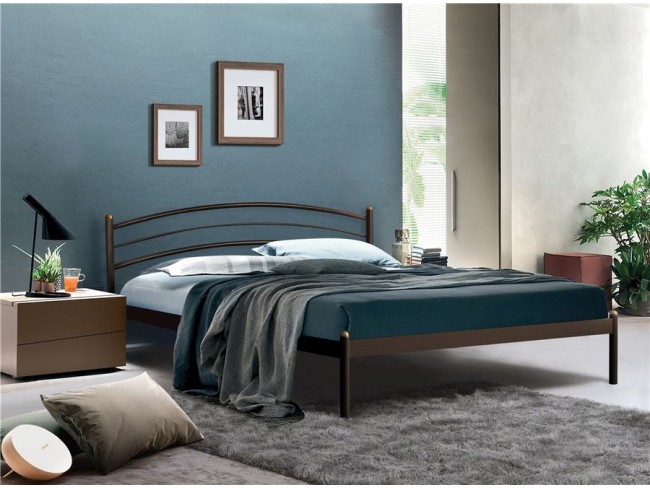 Кровать двуспальная ЭКО+ (180х200/металлическое основание) Коричневый бархат