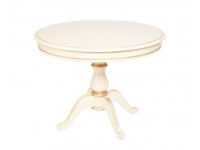 Стол "Фабрицио-1" раздвижной (D 1000 / Цвет дерева: Тон 10 Слоновая кость RAL 1015 + патина золото) Стол "Фабрицио-1" раздвижной (D 1000 / Цвет дерева: Тон 10 Слоновая кость RAL 1015 + патина золото)