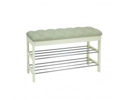 Банкетка "Грейс" (дуб шампань/ткань Verona Light Grey, каретная стяжка) Ls