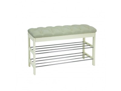 Банкетка "Грейс" (дуб шампань/ткань Verona Light Grey, каретная стяжка) Ls