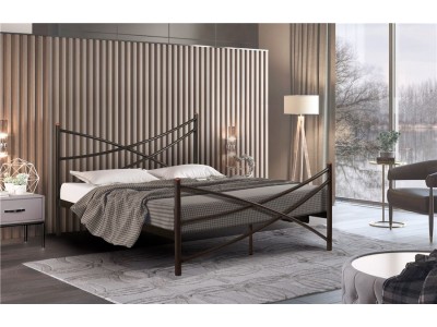 Кровать Лиана (120х200/металлическое основание) Коричневый бархат