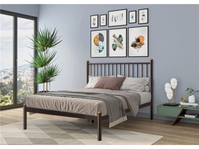 Кровать односпальная АРЗУ (120х200/металлическое основание) Коричневый бархат