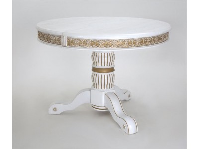 Стол круглый "Милорд" (110х160) Белый+патина золото