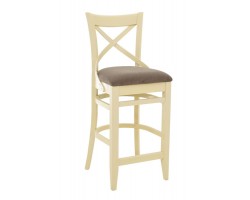 Стул полубарный с мягким сиденьем "Соло" венский (Тон 10 Слоновая кость RAL 1015 / ткань :Бренди латте)