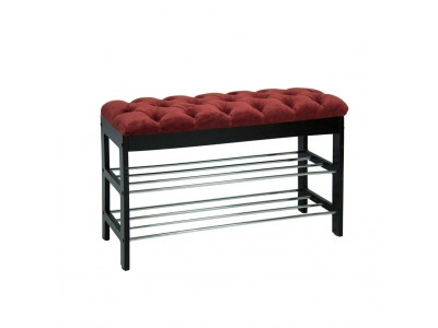 Банкетка "Грейс" (Венге/ткань Бордовая , каретная стяжка) Ls