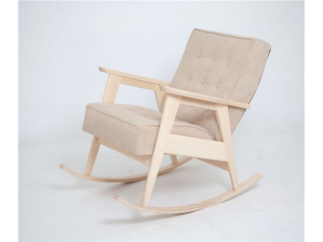 Кресло-качалка РЕТРО (беленый дуб / RS3 - бежевый)