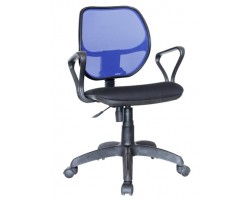 Компьютерное кресло Марс спинка сетка синяя/ сиденье В-14 черный