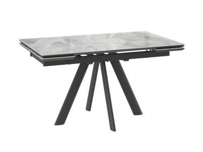 Cтол с керамическим покрытием Джейтон-140 (91stone grey gloss st cer/черный) 140(30+30)х85