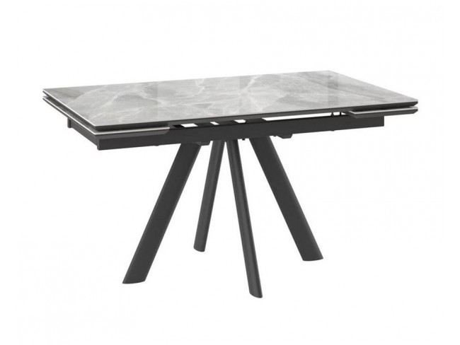 Cтол с керамическим покрытием Джейтон-140 (91stone grey gloss st cer/черный) 140(30+30)х85