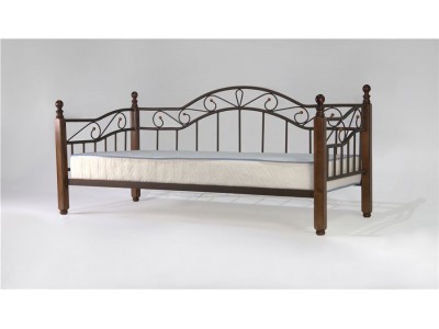 Кушетка Глэдис-М (Коричневый бархат-металл/темный орех/90х200)