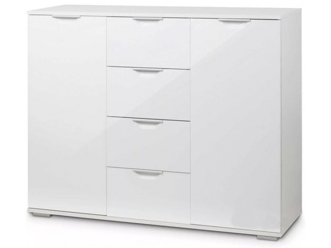 Комод Лайн-4 (Белый/Белый глянец)