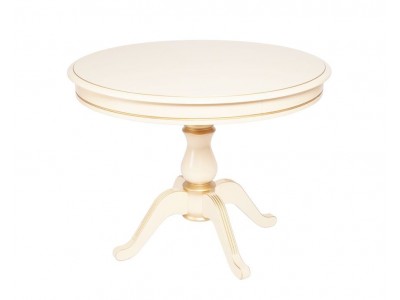 Стол "Фабрицио-1" раздвижной (D 820 / Цвет дерева: Тон 10 Слоновая кость RAL 1015 + патина золото)