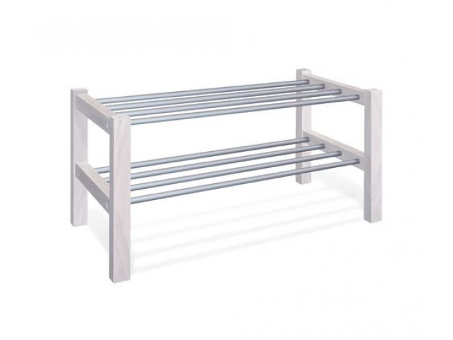 Подставка для обуви Sheffilton SHT-SR9 (дерево-металл/беленый-аллюм. металлик)