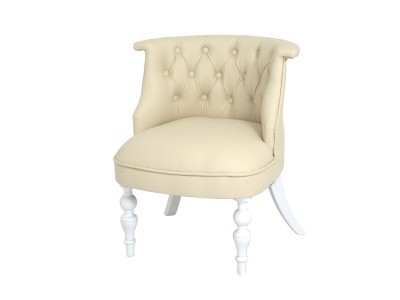 Кресло Бархат (эмаль белая / кожзам 4 кремовый)