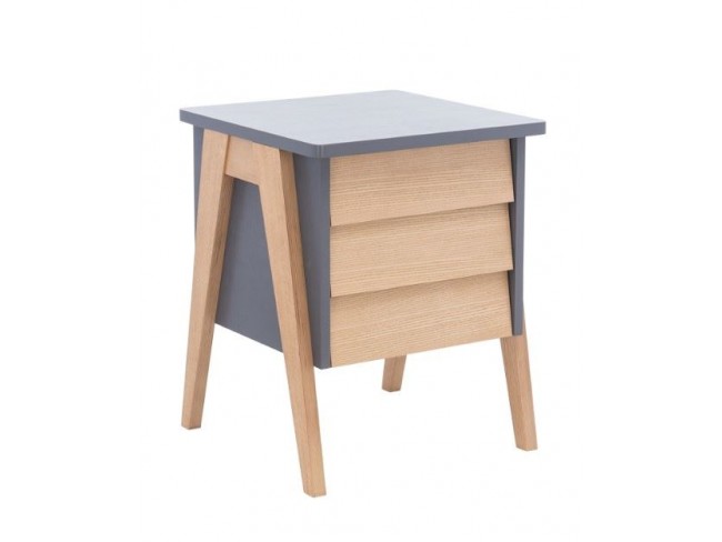 Тумбочка "Сканди" 3 ящ. (Натуральное дерево/серый ясень)