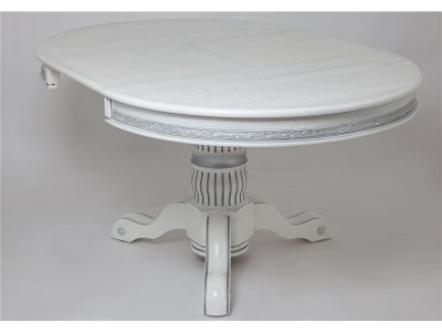 Стол круглый "Милорд" (110х160) Белый+патина серебро
