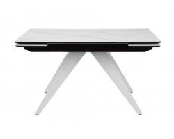 Стол Невада керамика (1400*800+300+300/керамика Gilf white/подстолье черный/ноги белый)